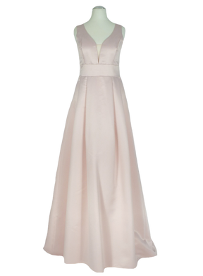 CH8787 Kleid Satin Rosé mit Schleppe